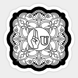 The letter "U" of American Sign Language - Gift Sticker